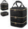 Petyoung 3-Tier Nail Polish Organizer Bag, Portable Holds 84 Nail Polish Bottles Case, Zipper Gel Nail Storage with Manicure Tools Storage, Cosmetic Travel Bag
