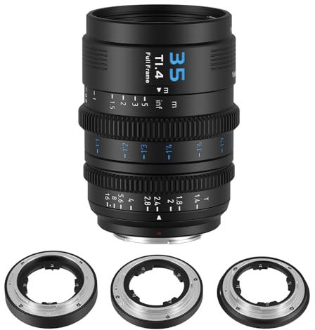 SIRUI VP-1 Vision Prime 1 T1.4 Full Frame Cine Lens, 35mm Manual Focus Cinema Lens with Pre-Installed E Mount, Interchangeable RF/Z/L Mounts, 1 Lens for 4 Mounts (Black, E/RF/Z/L Mounts)