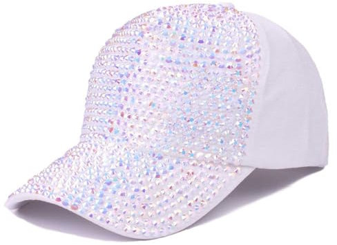 Cappelli A Visiera Cappello da Baseball con Strass alla Moda da Donna, Estivo, alla Moda, Casual, per attività all'aperto Berretti Visiera Invernali (Silver, One Size)