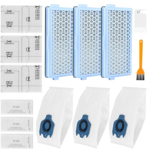 Ersatzteile Staubsaugerfilter Zubehör für Miele Serie, Staubsaugerbeutel für Miele S8340, Compact C1&C2, Complete C2&C3, 3 GN Staubsaugerbeutel+3 HEPA Filter+6 Mikrofilter