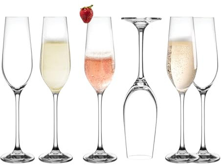 Tefrine 6 PCS Champagne Flutes Crystal Prosecco Glasses Pair