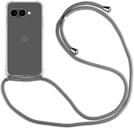 Handykette Hülle kompatibel mit Google Pixel 9A | Smartphone Hülle Case mit Band | Handyhülle Handyband zum Umhängen | Grau