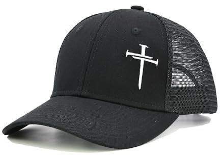 Christlicher Pastor Trucker Mütze Geschenk Für Herren und Damen, Besticktes Jesus Kreuz Design, Schwarz