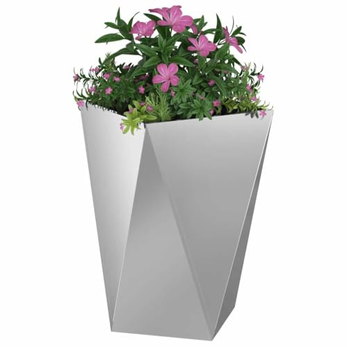 vidaXL Pflanzkübel 2 pcs Silber 50 x 50 x 75 cm Verzinkter Stahl, Garten und Terrasse,robuster Stahlpflanzkasten, rechteckig für draußen, Metallbehälter für Terrassen-Dekor