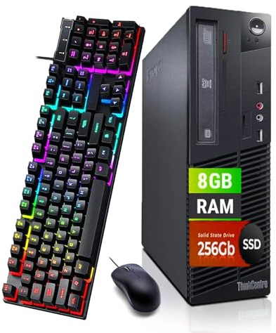 Lenovo ThinkCentre M73 SFF PC Desktop Computer, Intel Core i3-4130, 8GB RAM, 256GB SSD, Bluetooth, Clavier QWERTY, Souris, USB WiFi, Windows 11 Pro(Reconditionné)