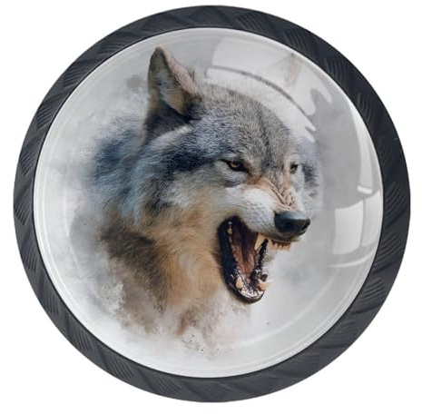 Gray Wolf Lot de 4 boutons décoratifs pour armoire de cuisine, commode, tiroir, tiroir, tiroir, placard, placard