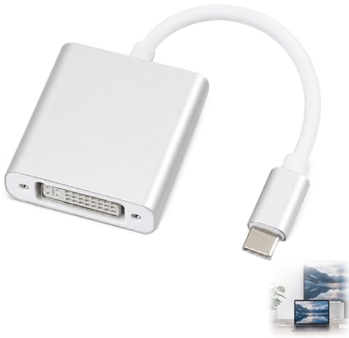 Adaptateur USB C vers DVI, Convertisseur USB C vers DVI, Connecteur Type-C mâle DVI-D Femelle Compatible avec Thunderbolt 3 Mac Pro/Air iPad Pro 2018 Surface Book 2 Samsung Galaxy S10/S9 Moniteur
