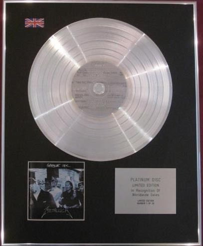 Century Music Awards METALLICA CD Platinum Disc - GARAGE INC
