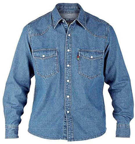 Duke Stonewashed Long Sleeve Denim Shirt (Standard & King Sizes) L