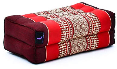 Leewadee Meditationskissen Yogakissen Yoga Block Yoga Zubehör Yoga Klotz Yoga Kissen Ökologisches Naturprodukt Thaikissen Nackenkissen, Kapok, 35 x 18 x 12 cm, Rot