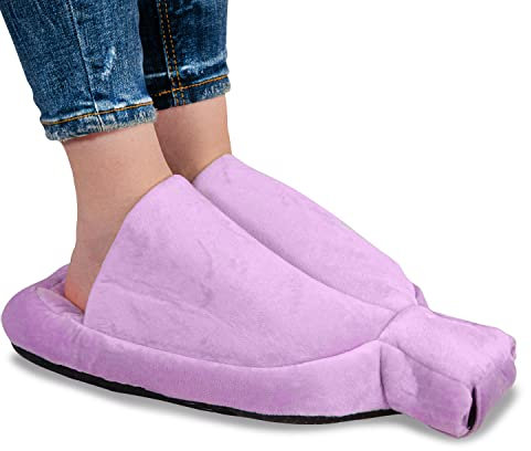 Things2KeepUWarm Purple Heated Foot Warmer Hot Water Bottle - Non Electric Soft and Cosy Fleece Feet Warmer for Women with 2L Hot Water Bottle