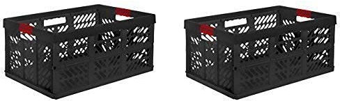 2 x Profi - Klappbox 45 L bis 50 kg graphit/rot Faltbox Kunststoff Box Kiste Transportkiste Einkaufskorb