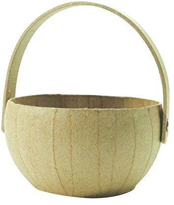 Décopatch - Ref AC463O - Small Round Basket with Handle - Papier Maché Object to Decorate - 11 x 10 x 11.5cm - Decorate with Décopatch Papers & PaperPatch Glue, Glitter, Paints