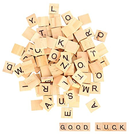 moinkerin 100 Stücke Holzbuchstaben Buchstaben Holz Alphabet Fliesen Buchstaben Spiel für Kindererziehung, Kinderspielzeug, Kunsthandwerk DIY