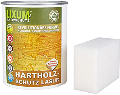 LIXUM ESCHEN HARTHOLZSCHUTZ BIO LASUR (dunkelgrau) 1000ml = 30m²- natürlicher Langzeitschutz für Holz, hält bis zu 10 Jahren, nur 1 Anstrich nötig. Mit integriertem UV-Schutz und ohne Weichmacher.