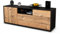 Stil.Zeit TV Schrank Lowboard Amila, Korpus anthrazit matt, Front Holz Design Pinie (135x49x35cm), Push to Open Technik & Leichtlaufschienen