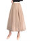 Feoya, Gonna da donna in chiffon in tinta unita, elasticizzata, a vita alta Style 5 Beige Taglia unica