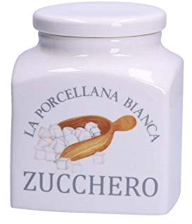 La Porcellana Bianca - Barattolo Porcellana Deco Zucchero in Gift Box - Conserva, Barattoli e Contenitori - Barattoli Cucina - Porcellana - 1100 cc; 11,5x11,5xh14,5 cm