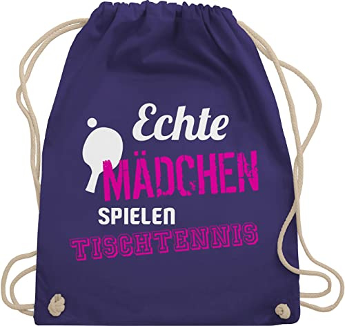 Shirtracer Turnbeutel Rucksack - Echte Mädchen spielen Tischtennis - Unisize - Lila - kinderturnbeutel sport turnsackerl 25. geburtstag beutel taschen tasche sportbeutel beuteltasche sporttasche bag