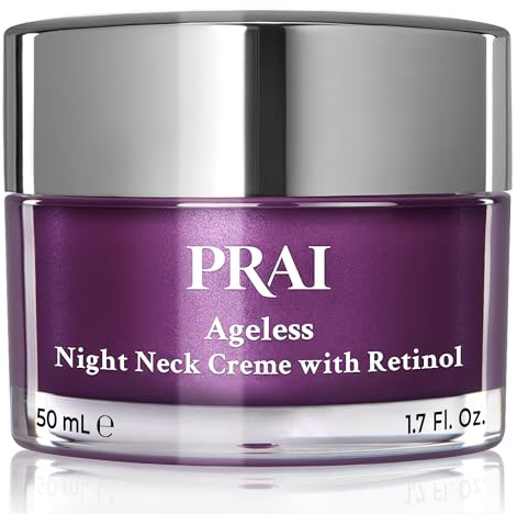 PRAI Ageless Throat & Decolletage Night Creme 50ml - Two Types of Retinol | Moisturising & Hydrating Formula - Brightens & Firms Skin - Anti-Ageing, Anti-Wrinkle Cream - Overnight Recovery Skincare