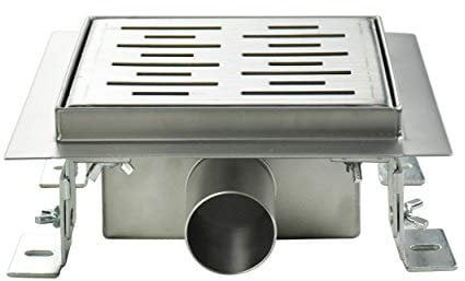 Duschrinne 12x12 cm Quadratisch Bodenablauf Schlitze aus Edelstahl sehr flach – in 4 Größen Q4