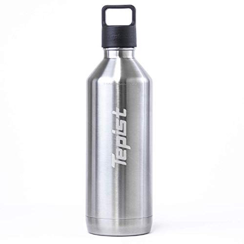 Tepist ThirtyO Bouteille en acier inoxydable de 887 ml compatible avec les machines Sodastream | Argent | Scellée sous vide | Double paroi | Anti-fuite | Facile à transporter | Bouteille réutilisable