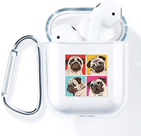 AKABEILA Hülle für Apple Airpods 2 & 1 Case Silikon Transparent Durchsichtig Air pods 1 Schutz hüllen Zubehör [LED an der Frontseite Sichtbar] [Stoßfeste Schutzhülle] Mit Karabiner