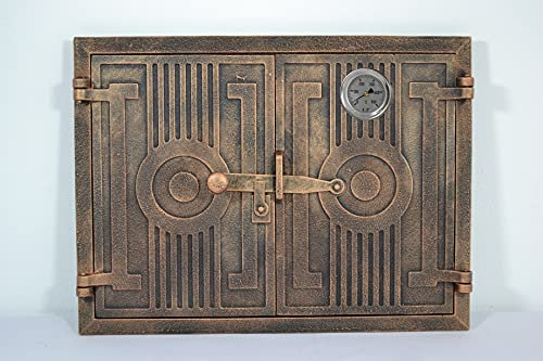 Euro Sezam puerta de horno de hierro fundido de doble puerta puerta de horno maciza y gruesa puerta de horno de pizza con termómetro de 500c DZ012 puerta doble con cerradura de puerta 45 x 33