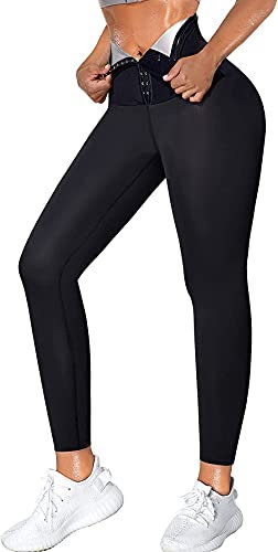 Chumian Sauna Sweat Pants for Women High Waist Leggings Slimming Neoprene Pants Thermo Compression Workout Tights Body Shaper (Black, XL)