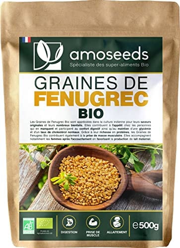 Graines de Fenugrec Bio 500G | Qualité Supérieure | Digestion, Détox, Troubles Hormonaux, Prise de Muscle