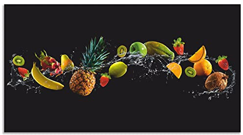 ARTland Spritzschutz Küchenrückwand aus Alu für Küche Herd Spüle 120x65 cm (BxH) viele weitere Größen Design Obst Früchte Schwarz U1TG