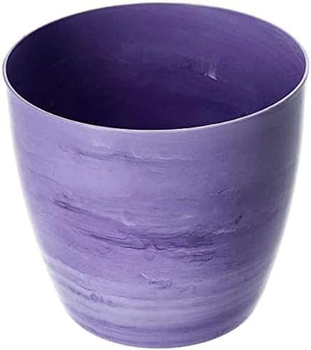 B2C Flower Pots 6 Colours 4 sizes Marble Plastic Plant Pots Planter Deco (12cm, Purple Marble)