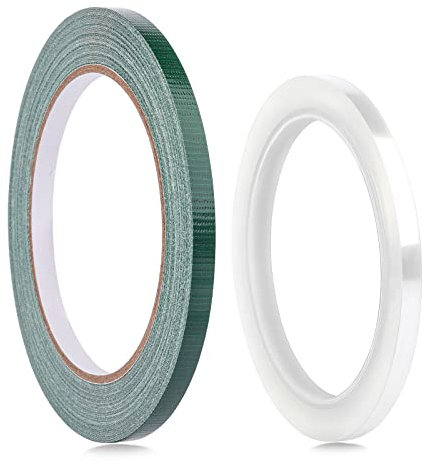 SAVITA 2 Rolls 1/4inch Wide Floral Arrangement Tape, Waterproof Floral Tape Craft Florist Tape for Bouquets Stem Vases Artificial Flowers Wreath Floral Arrangement Supplies (Green and Transparent)