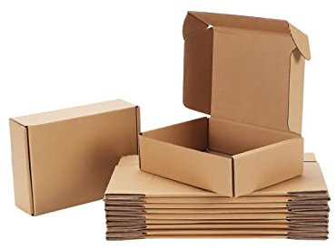 Pemtow 7x5x2 Versandkartons 20 Stück braun Wellpappe Literatur Versandkarton für Verpackung, Versand, Business