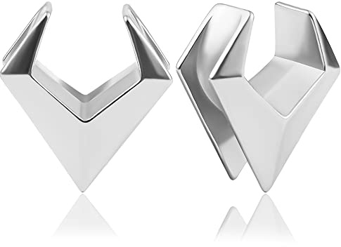 DOEARKO Ohr Tunnel 1 Paare Saddles Flesh Plug Rautenmuster Edelstahl für Ohrpiercing Gestreckte 6mm-25mm
