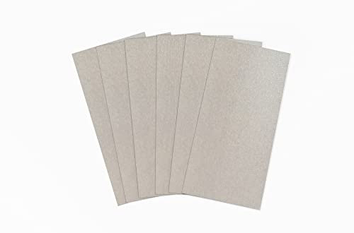 Brandalo® veganes Leder - waschbares Papier - 6 Bögen 10x21cm bei 0,55mm Dicke - Waschpapier - Lederpapier - Handmade Label gestalten - DIY zum nähen, basteln, plotten, Bedrucken UVM. - Grau