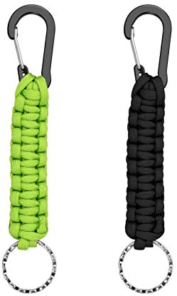 2 Pcs Schlüsselanhänger Paracord mit Karabiner Paracord Schlüsselband Clip Geflochtene Lanyard Ring-Haken-Clip Überlebens-Set für Autoschlüssel Taktik Klettern Outdoor, Camping, Wandern, Männer Frauen