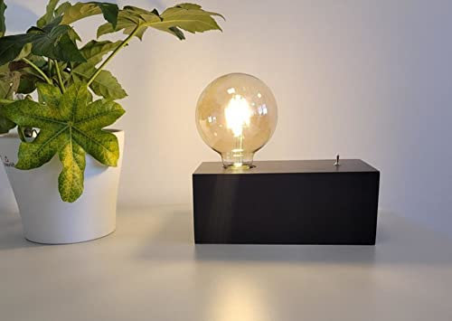 Trango 2020M-4W Tischleuchte *WOODY* Nachttischlampe Holz Mahagoni-Optik im Landhaus Look Retro 200x100x80mm mit Schalter inkl. 4 Watt LED Leuchtmittel E27 Gold 2500K Schreibtischlampe Wohnzimmerlampe
