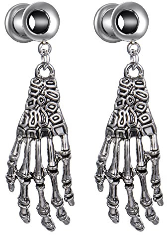 VF VFUN Edelstahl Skull Ohrstecker Tunnel Dangle Ear Gauge Ohrtrager Stecker Retro Schraube Ohrringe 6mm 8mm 10mm 12mm 14mm 16mm