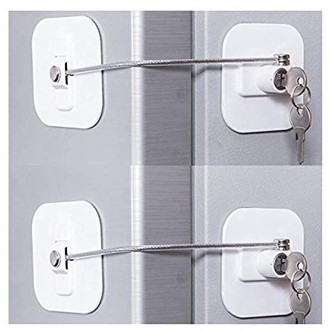 Batto Refrigerador, mini refrigerador con llave para adultos, para refrigerador, puerta de armario (blanco, 2 unidades)