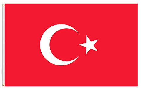 Lixure Türkische Flagge 120x180cm Türkei Fahne -Polyester, Digitaldruck, lebendige Farbe, lichtbeständig, doppelt genäht, mit 2 Messingösen für Garten Innen- Außenbereich
