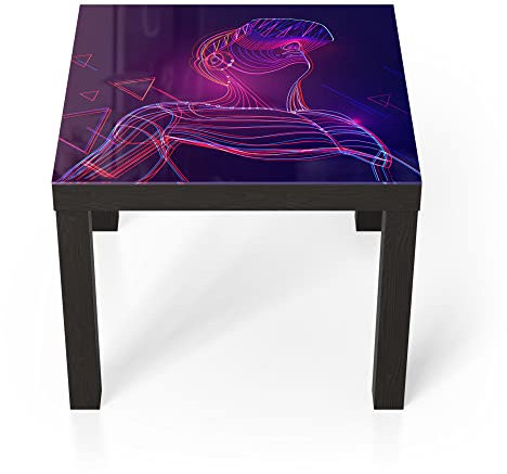 DEQORI Glastisch | schwarz klein 55x55 cm | Motiv Mann mit VR-Brille | ausgefallener Beistelltisch aus Glas | Hochglanz Couchtisch fürs Wohnzimmer | moderner Couch Tisch mit Design