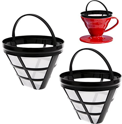 Dauerfilter Kaffee Größe 4, Wiederverwendbarer Kaffeefilter Kegelförmig, 8-12 Tassen Kaffee Filter Mehrwegfilter, Waschbar Kaffeetropfer, Papierloser Kaffeefilter zur Herstellung von Manuellem Kaffee