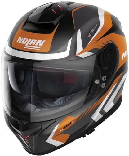 Nolan N80-8 Rumble N-Com Casco, nero opaco/arancione, M (58/59)