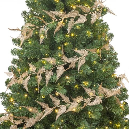 KI Store 3 Stück blätter Christbaum tannengirlande Girlande Champagner künstlicher mit Glitzer 180cm weihnachtsgirlande Weihnachtsbaum schmücken Tannenbaum Girlande fur Weihnachts deko