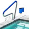 Ringhiera per piscina per piscine interrate 304SS Corrimano per piscina con copertura blu antiscivolo Ringhiera per piscina con base a montaggio rapido