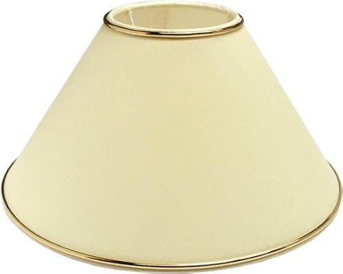 Neu Lampenschirm *rund* für Tischlampen, Chintz creme, Goldkante glänzend, Du=40 /Do=11/H=23cm Befestigung unten E27, flache Dachform