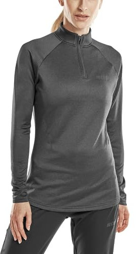 CEP Cold Weather Damen-Shirt mit 1/4-Reißverschluss, Schwarz, Groß