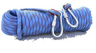 Samnuerly Kletterseil Multifunktions-16-mm-Kletterseil Professionelle Klettergurte Abseilen Abseilseil Outdoor-Ausflüge Zubehör Flucht Hochwiderstandsfähiges Seil mit Karabinern (Größe: 90 m)