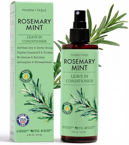 Leave In Conditioner Spray - Rosemary & Mint Scalp Treatment - Anti-Dandruff and Dry & Itchy Scalp treatment, Hydrating & Medicated Formula for Psoriasis and Scalp Care - Detangles & Nourishes Hair.